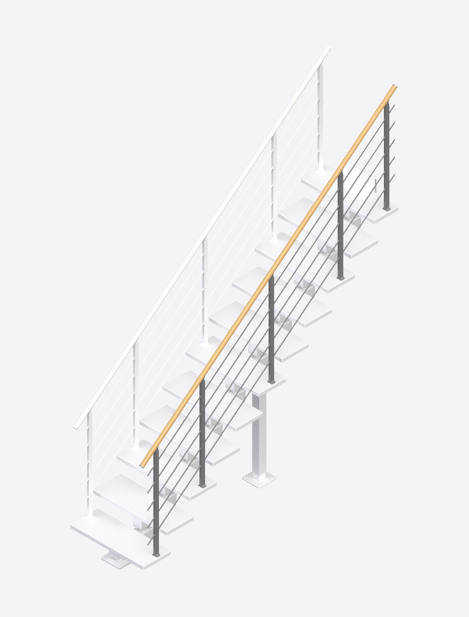 Stair banister DUBAI Design straight flight Black, RAL 9005 Test123