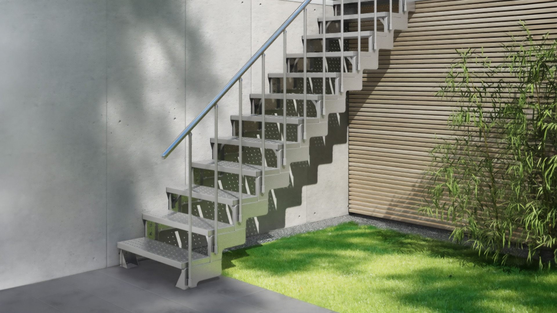 Outdoor Staircase Gardentop Metal perforated treads 